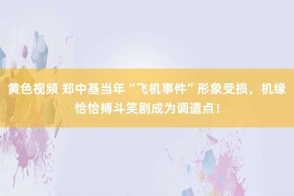 黄色视频 郑中基当年“飞机事件”形象受损，机缘恰恰搏斗笑剧成为调遣点！