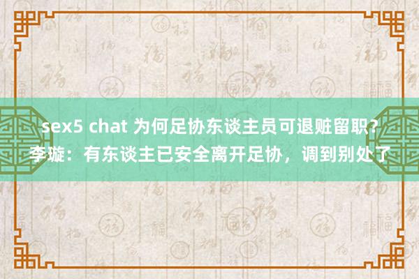 sex5 chat 为何足协东谈主员可退赃留职？李璇：有东谈主已安全离开足协，调到别处了