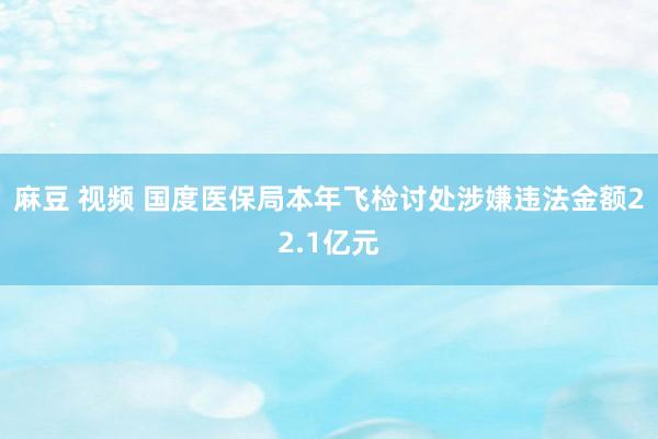 麻豆 视频 国度医保局本年飞检讨处涉嫌违法金额22.1亿元