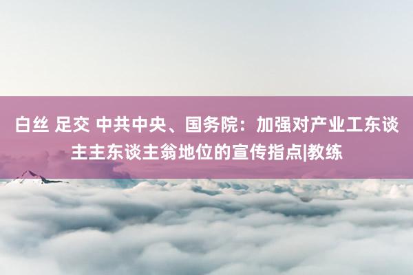 白丝 足交 中共中央、国务院：加强对产业工东谈主主东谈主翁地位的宣传指点|教练