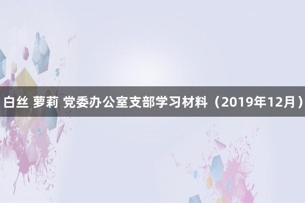 白丝 萝莉 党委办公室支部学习材料（2019年12月）