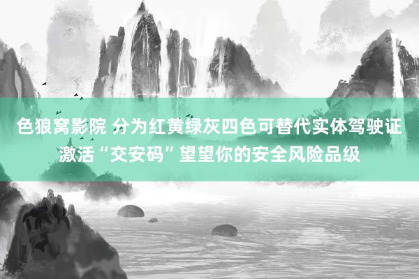 色狼窝影院 分为红黄绿灰四色可替代实体驾驶证 激活“交安码”望望你的安全风险品级