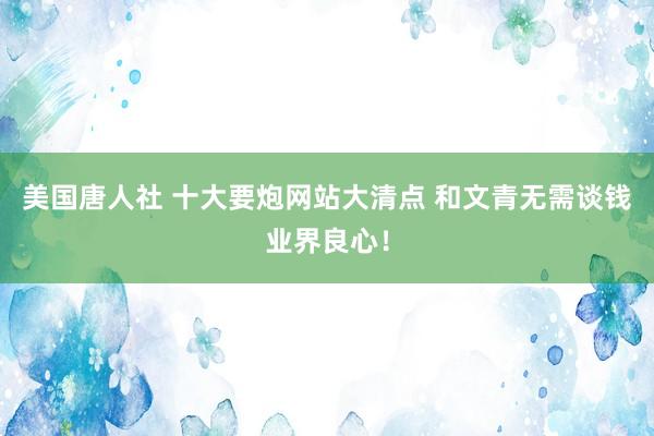 美国唐人社 十大要炮网站大清点 和文青无需谈钱业界良心！