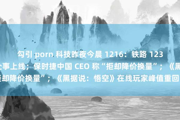 勾引 porn 科技昨夜今晨 1216：铁路 12306 务工东谈主员预约购票处事上线；保时捷中国 CEO 称“拒却降价换量”；《黑据说：悟空》在线玩家峰值重回 20 万...