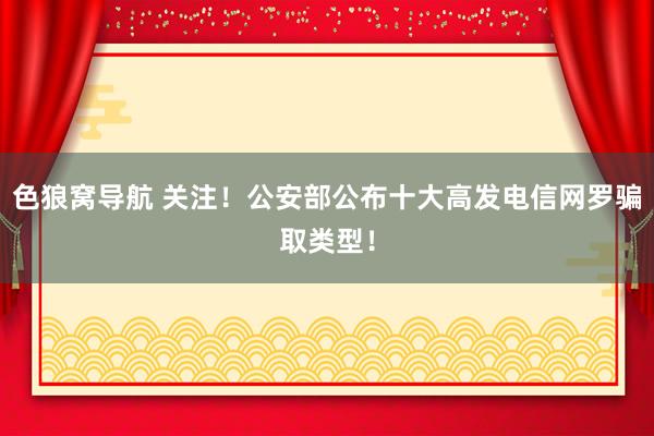 色狼窝导航 关注！公安部公布十大高发电信网罗骗取类型！